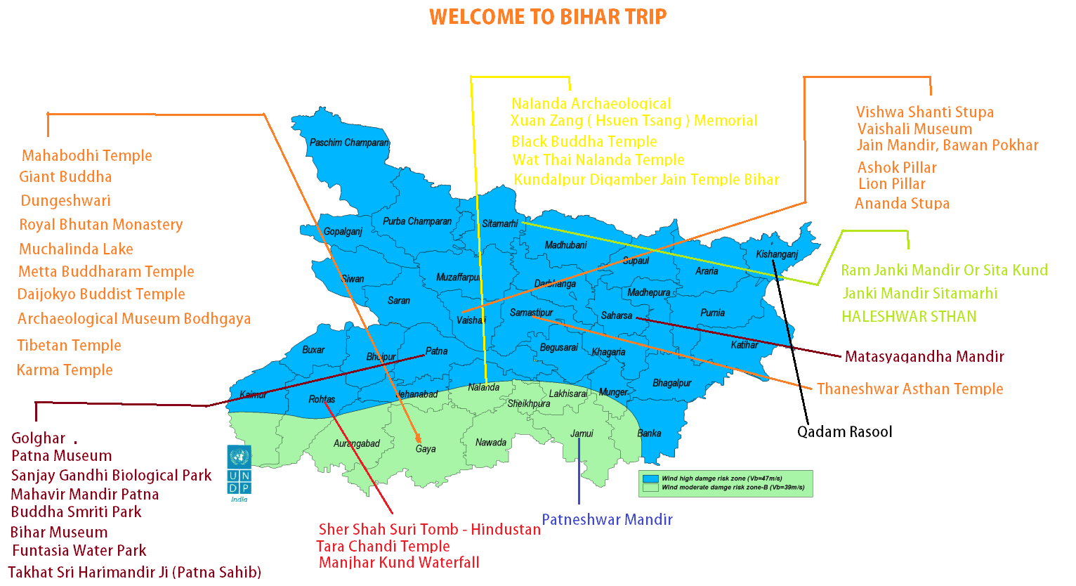 bihar tourist map